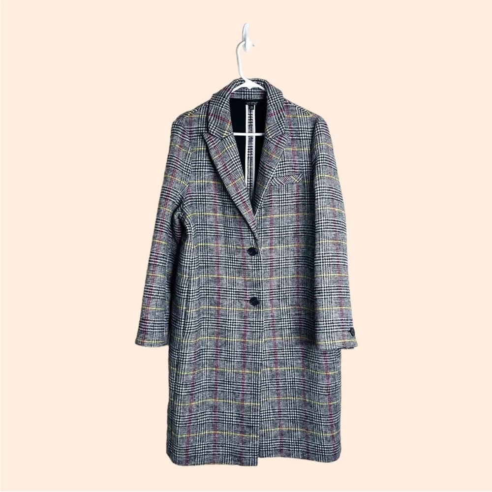 Topshop Houndstooth Check Coat plaid size 10